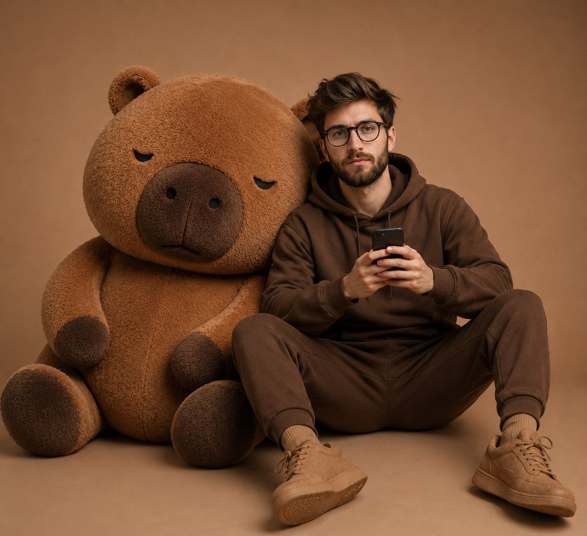Cozy Monochromatic Studio Portrait