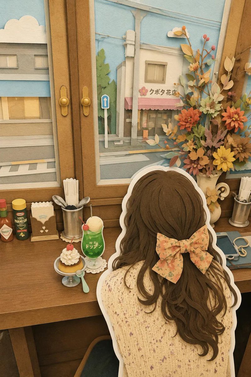 Japanese Paper-Cut Diorama Scene