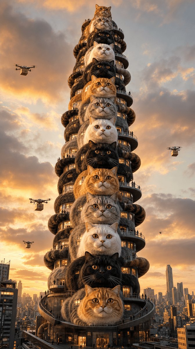 Surreal Tokyo Cat Skyscraper
