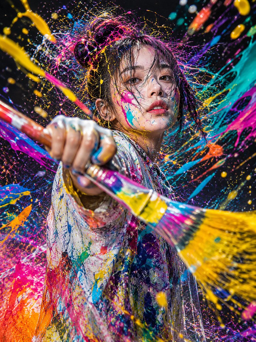 Action Artist Paint Explosion Portrait