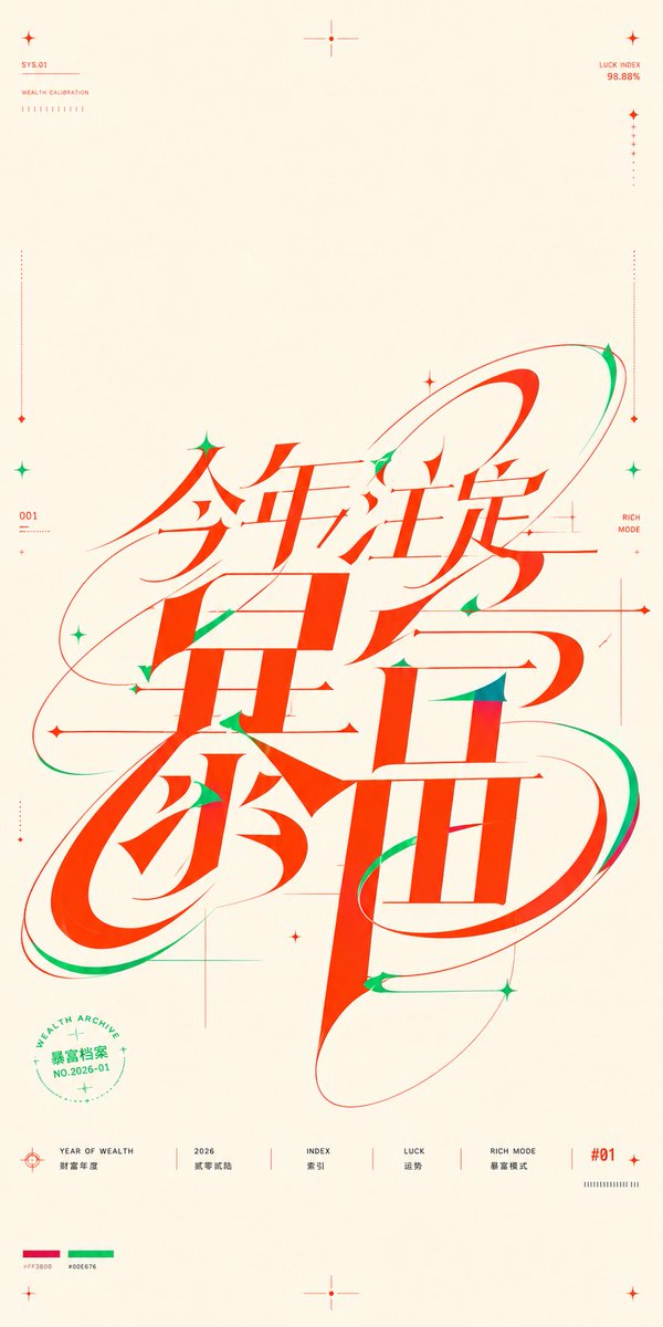 Chinese Wealth Typography Poster