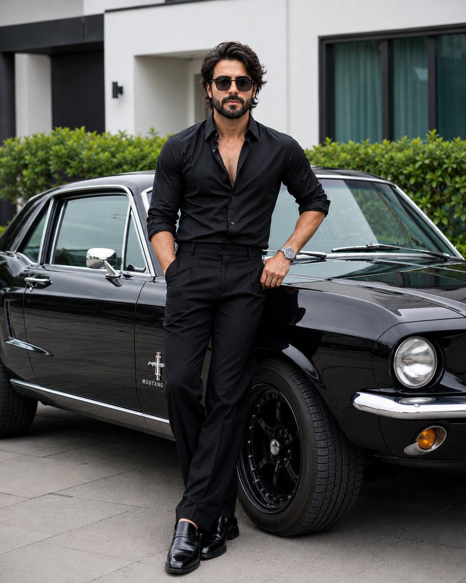 Stylish Man with Luxury Mustang
