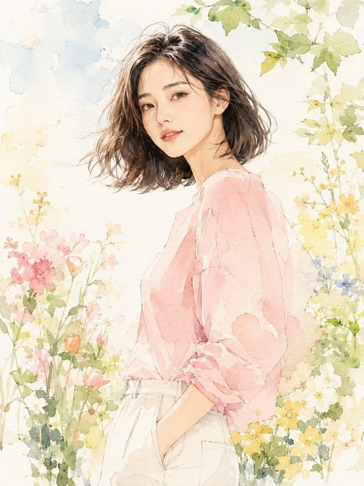 Fashion Editorial Watercolor Portrait