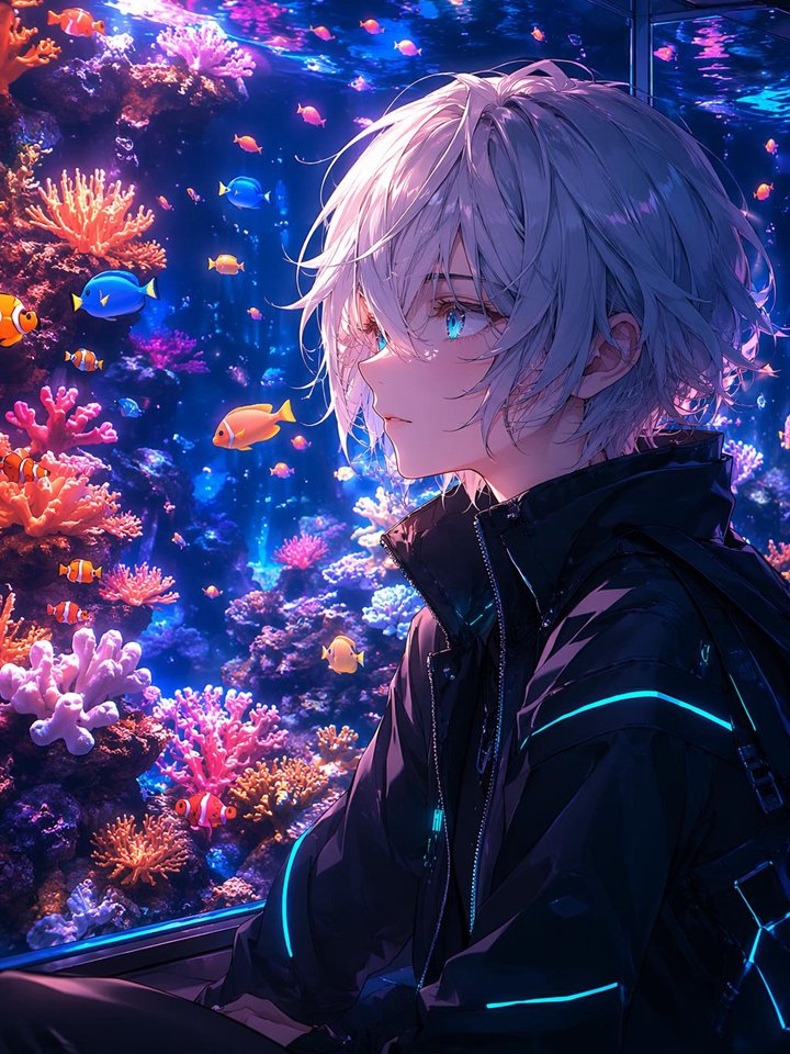 Cyberpunk Anime Aquarium Portrait