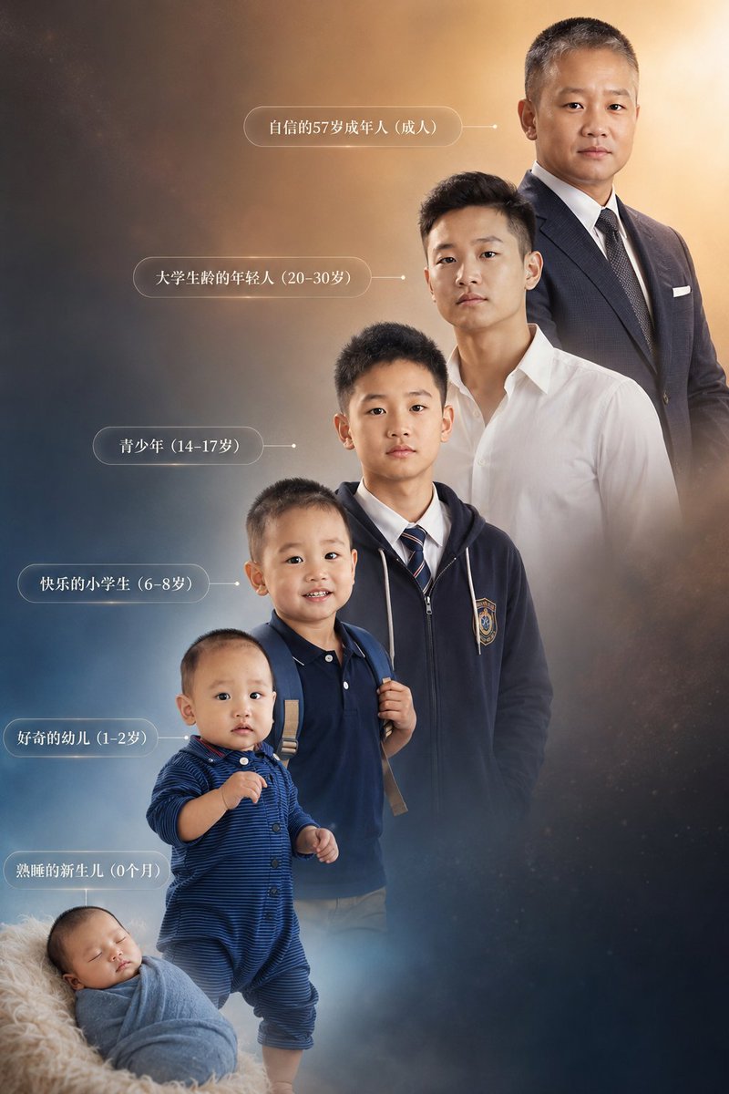 Six-Stage Life Progression Portrait
