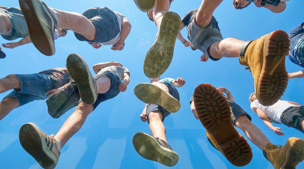 Under Glass Floor Perspective Shot