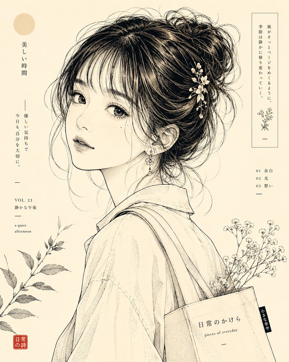 Japanese Line-Art Portrait Illustration