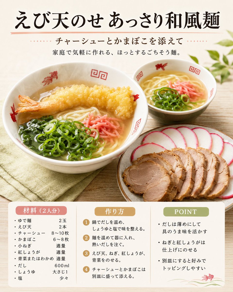 Japanese Tempura Noodle Recipe Card