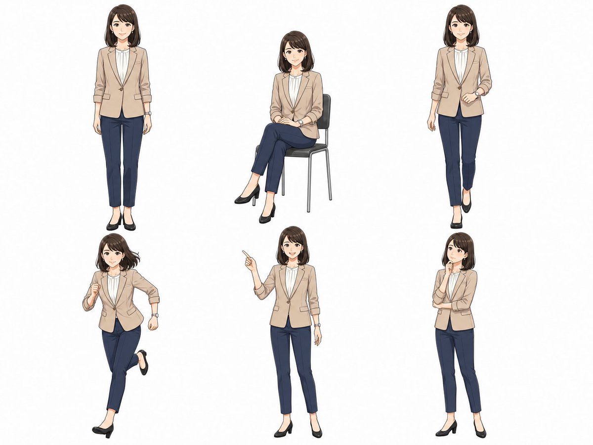 Anime Businesswoman Pose Sheet