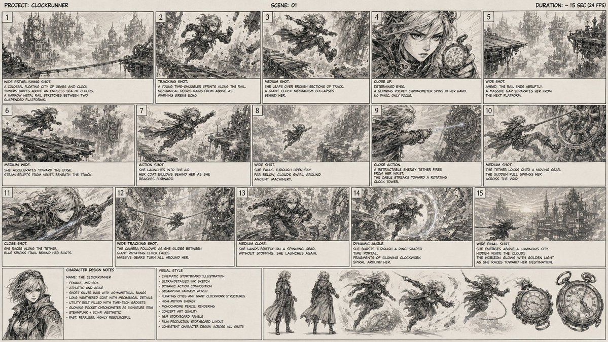 Clockrunner Steampunk Storyboard Sheet
