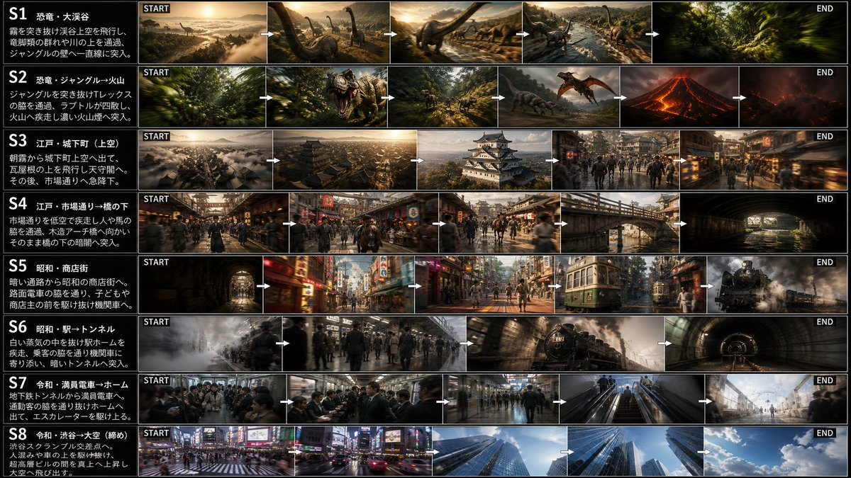 Multi-Era Cinematic FPV Storyboard