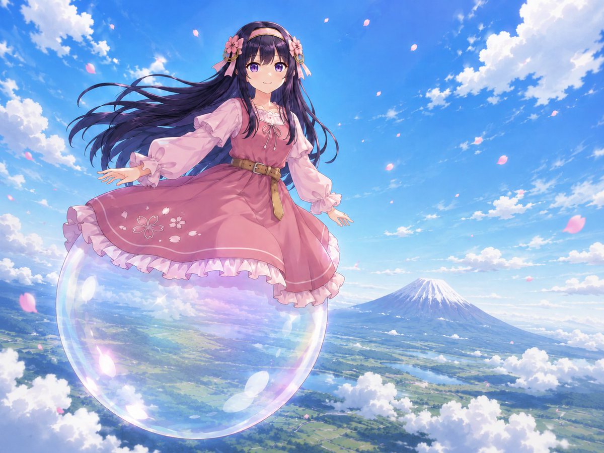 Anime Girl Floating Over Niseko