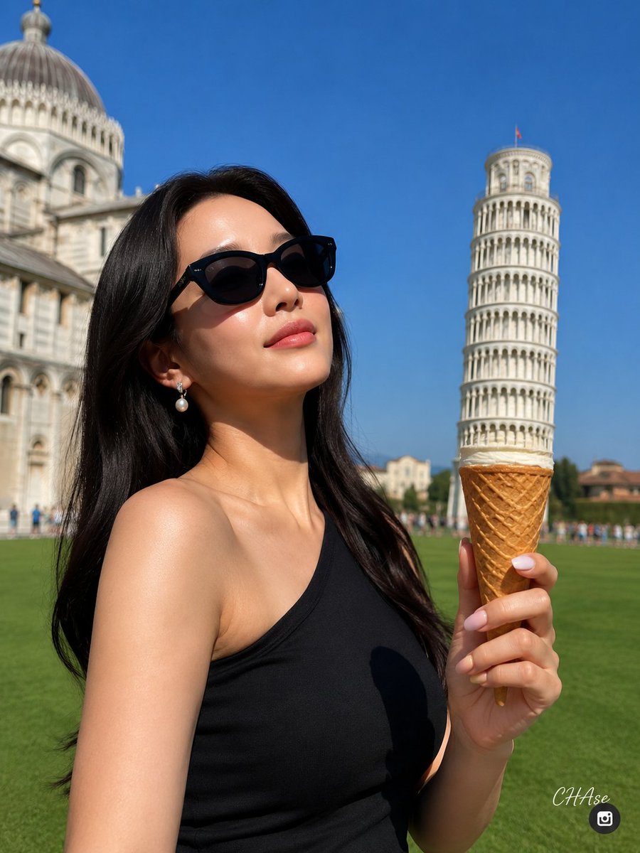 Pisa Tower Ice Cream Perspective Prompt