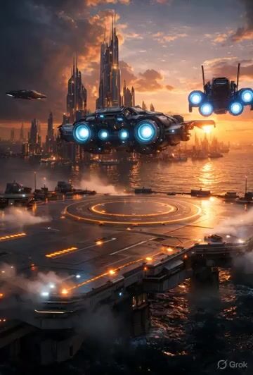 Grok Imagine prompt for cinematic VFX scene (Scene 2 - Landing)
