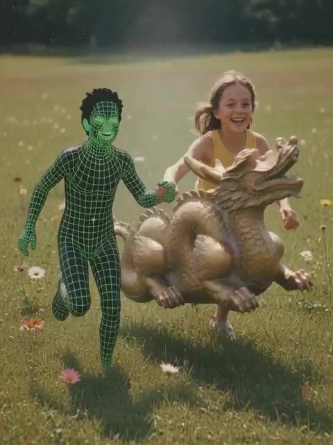 Dream-like video of subjects running through grass