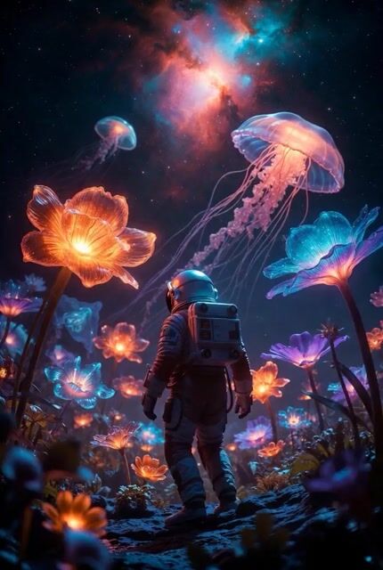 Surreal alien garden astronaut video prompt