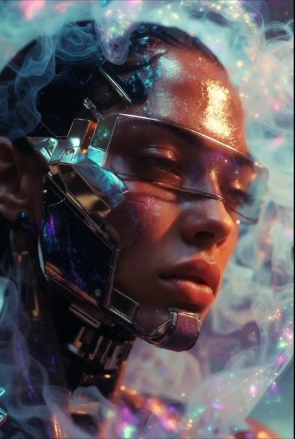 Cybernetic woman and butterfly video prompt