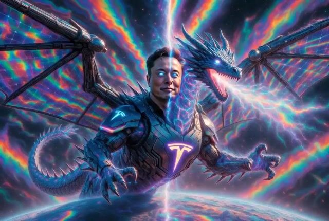 Grok Imagine Movie: Tesla Dragon vs. Reptilians