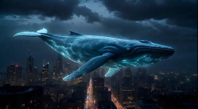 Epic Cinematic Scene of a Glowing Whale in the Night Sky