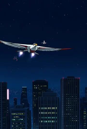 Gatchaman's Ken the Eagle Jumps from God Phoenix