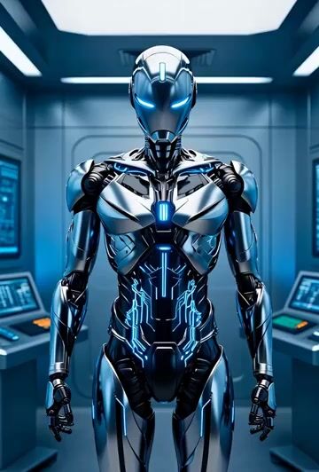 Cinematic sci-fi robot dissolution