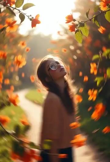 Surreal Monocle and Orange Blossoms Scene Prompt