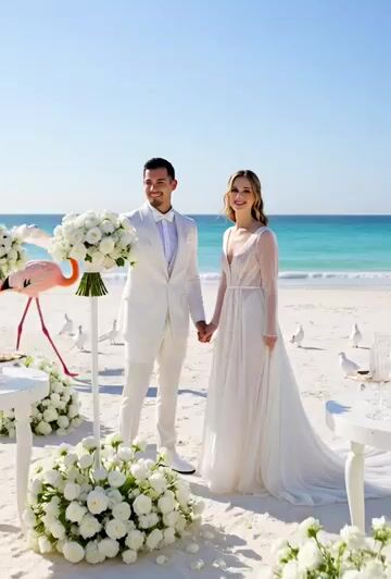 All-White Beach Wedding Video Prompt (1)