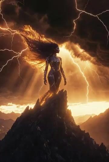 Cinematic Black Woman on Mountain at Golden Hour