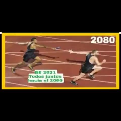 Runner with BE 2060 i inscription passing through sequential doors video prompt