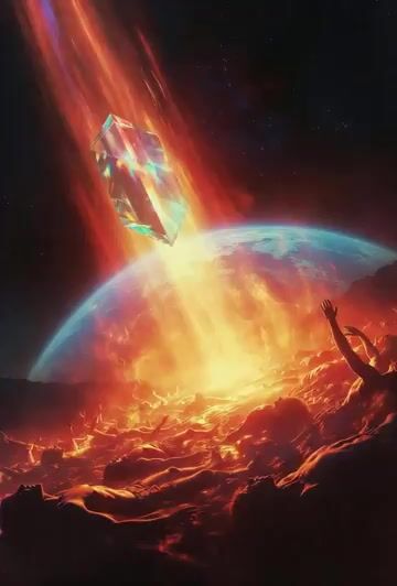 Grok Imagine prompt for a prism and energy being transformation