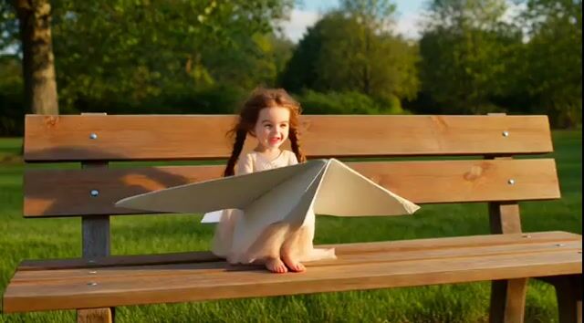 Hyperrealistic Miniature Girl on a Paper Airplane Video Prompt