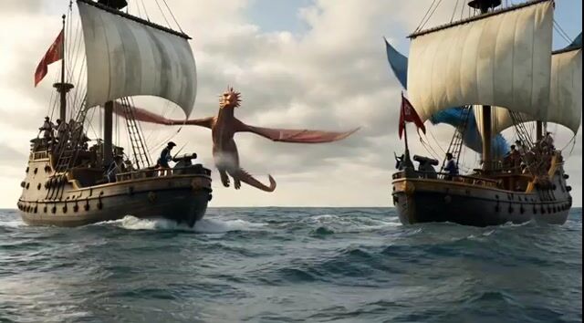 1800s Ship Battle with Dragons