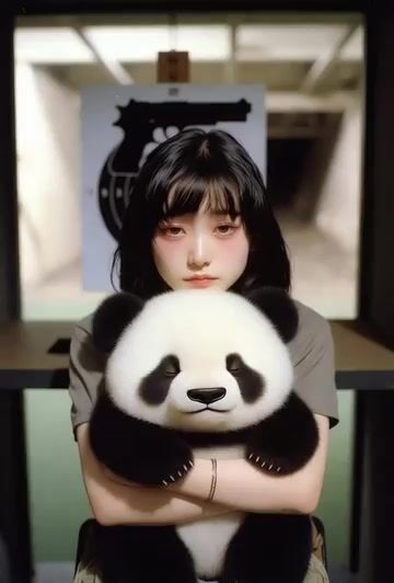 Panda with Guns Painting