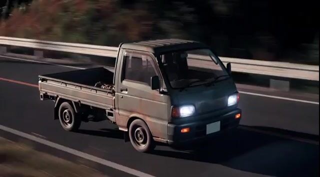 Kei Truck Street Racer Drifting on Japanese Highway