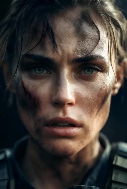 Cinematic Hyperrealistic Close-up of a Female Soldier