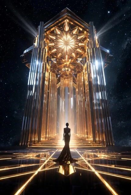 Detailed Grok Imagine prompt for Art Deco cosmic temple video