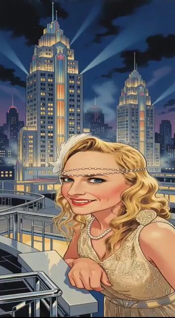 Transform image into Art Deco metropolis scene