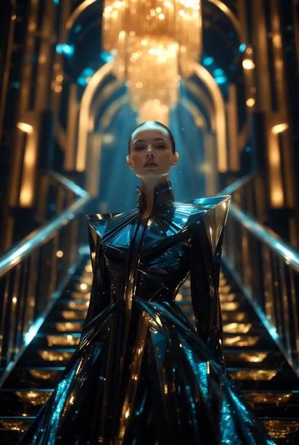 Art Deco Futuristic Royal Scene Video Prompt