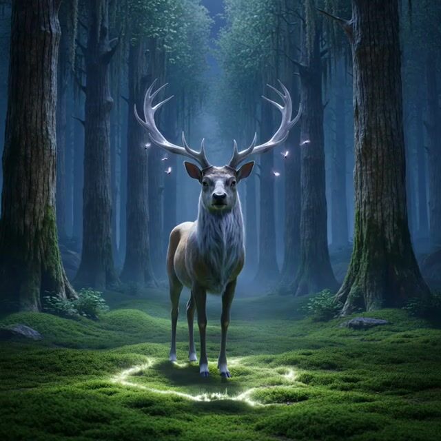 10-second video prompt of a majestic lunar deer