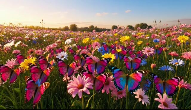 Thousands of Butterflies Rising from a Meadow