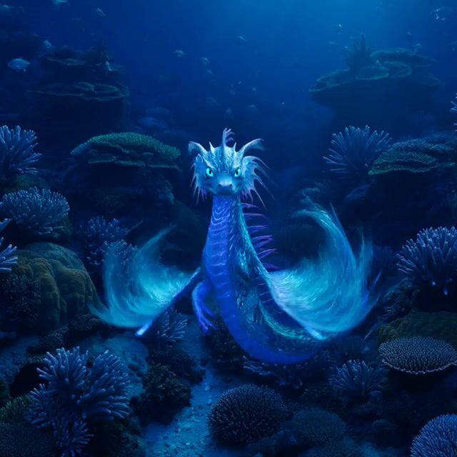 Bioluminescent Sea Dragon in Coral Reef
