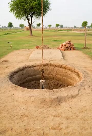 Construction of a Traditional Water Well in an Indian Village