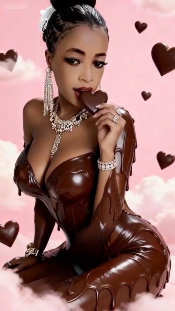 Woman Eating Candy and Blowing a Kiss