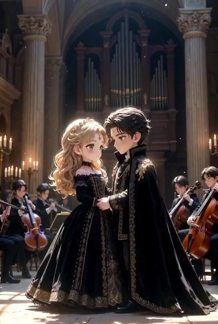 Chibi Royal Couple in Baroque Gothic Palace (30s Continuous Video)
