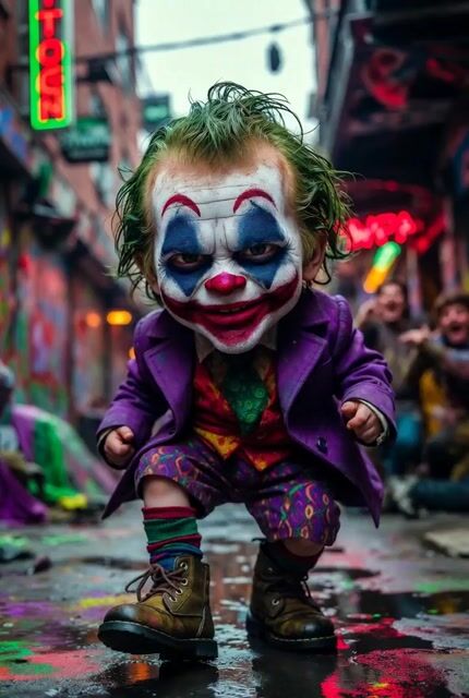 Grok Imagine prompt for Giant Baby Clown Villain Dancing