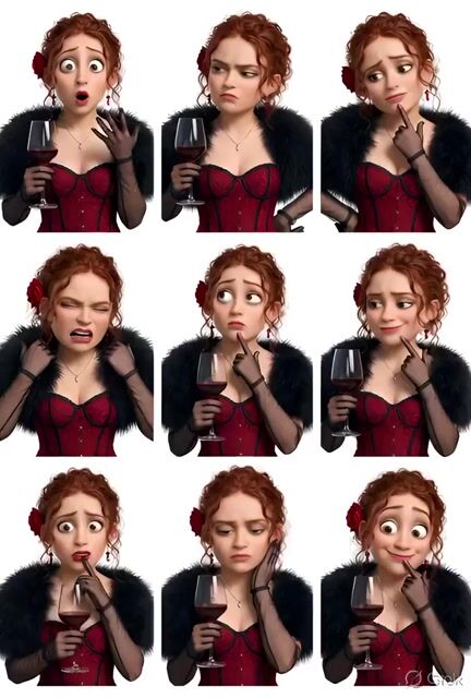Grok Imagine prompt: Pixar-style 3D character sticker set from selfie