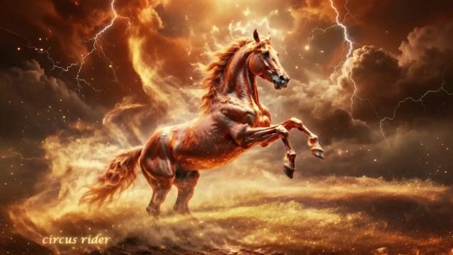 Grok Imagine Video Prompt: Horse Riding on a Storm