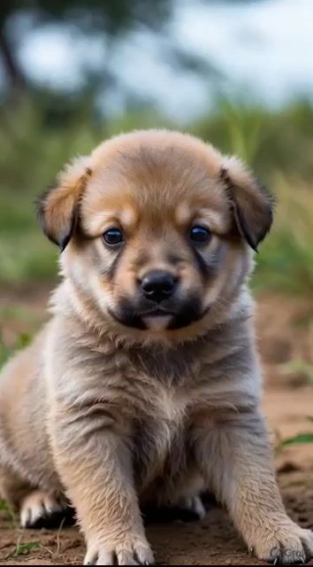Young puppy in natural outdoor setting video prompt