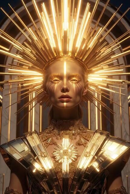 Ultra Detailed Solar Empress Portrait in Art Deco and Rococo Style