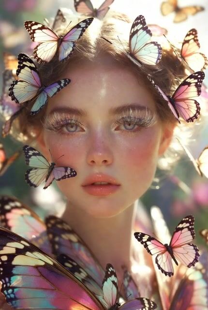 Ultra Detailed Art Nouveau Princess Portrait with Butterflies